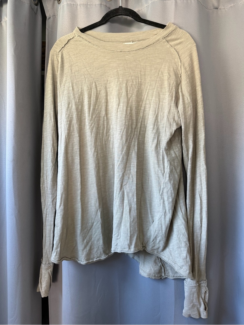 We The Free Light Beige Long Sleeve Crew Top